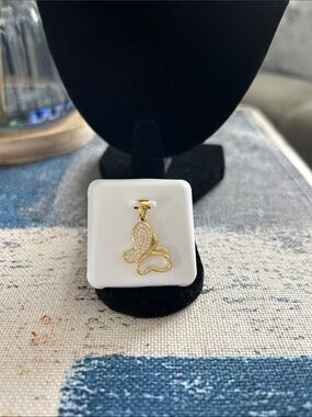 925 Silver Gold Butterfly Moissanite Pendant, 0.50 CTW